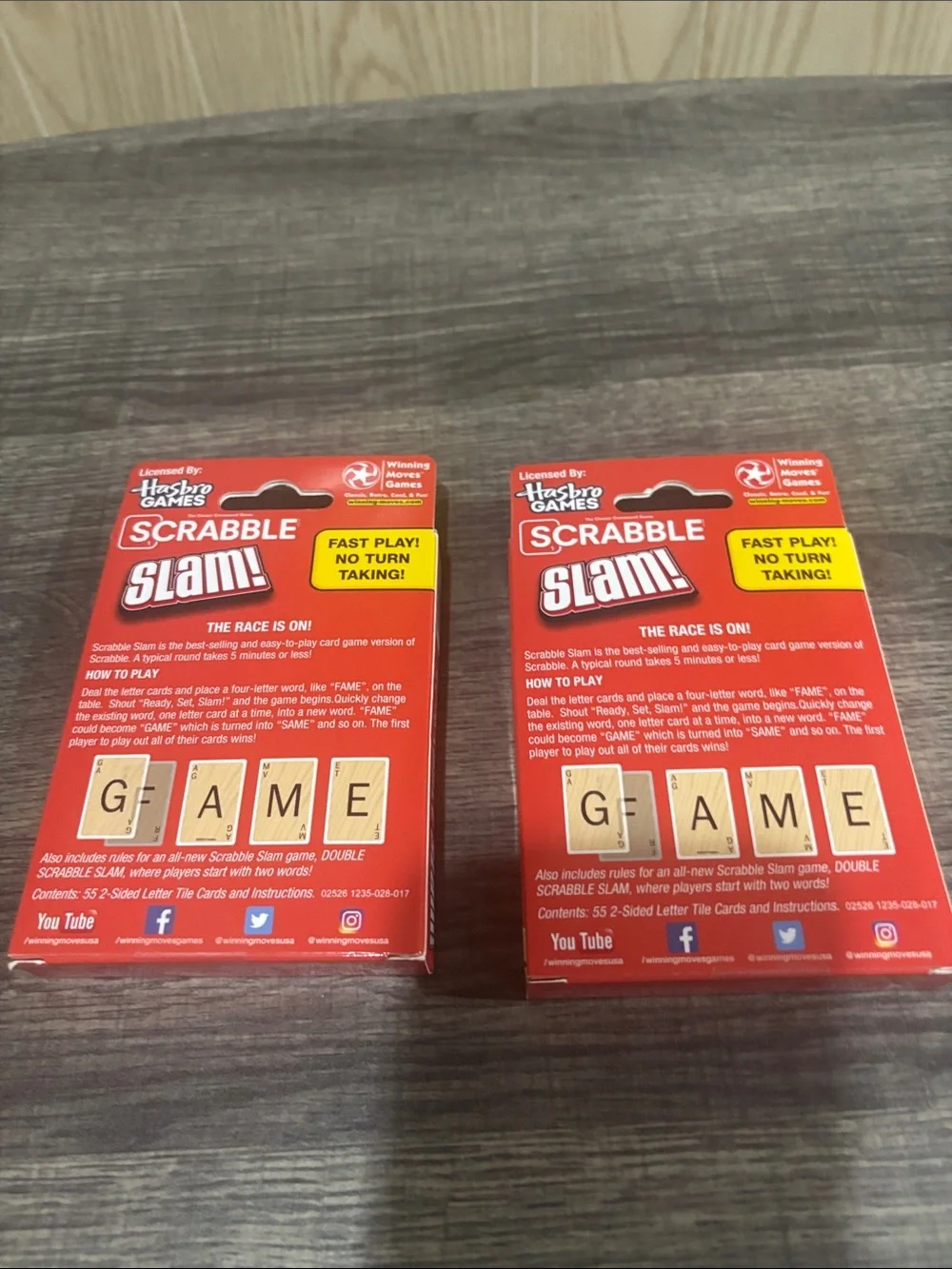 Scrabble Slam card game 2 pieces